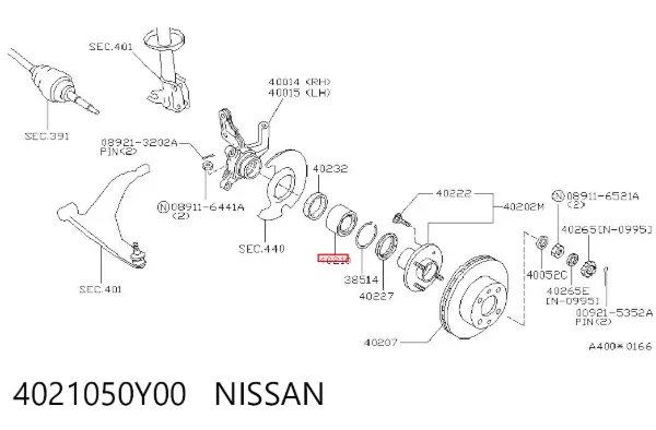 Подшипник ступицы 4021050Y00 Nissan/Infiniti