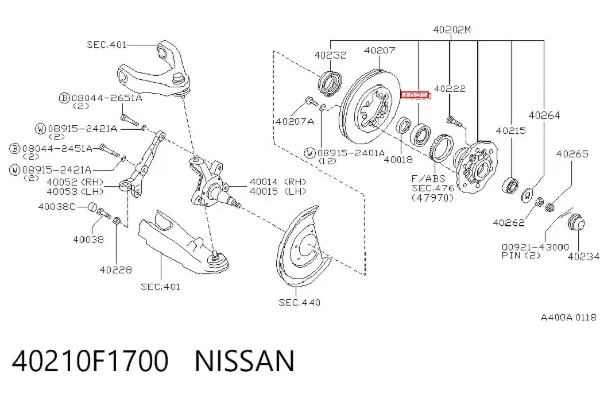 Подшипник ступицы передней внутренний 40210F1700 Nissan/Infiniti