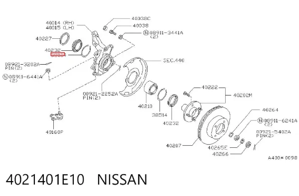 Подшипник ступицы 4021401E10 Nissan/Infiniti