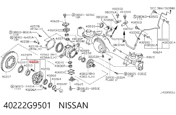 Шпилька колесная передняя 40222G9501 Nissan/Infiniti