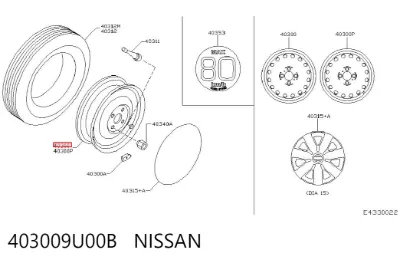 Диски колесные стальные (штампованные) NISSAN 403009U00B