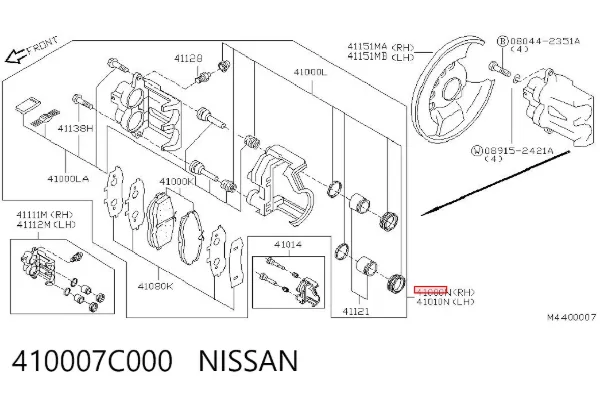 Суппорт тормозной передний правый 410007C000 Nissan/Infiniti