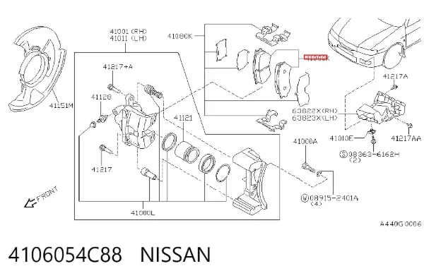 Передние тормозные колодки 4106054C88 Nissan/Infiniti