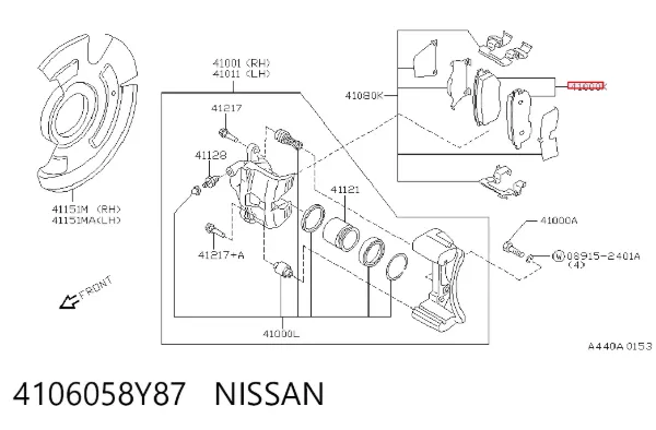 Передние тормозные колодки 4106058Y87 Nissan/Infiniti
