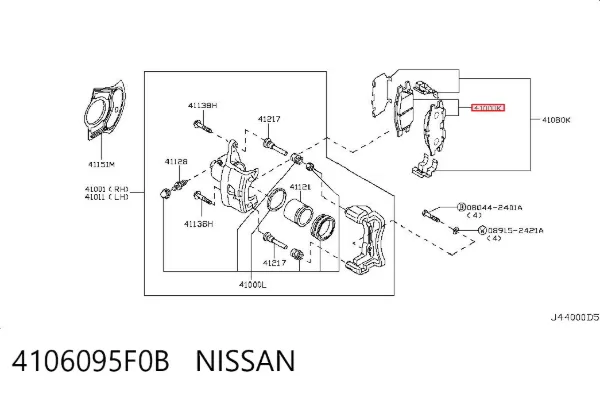 Передние тормозные колодки 4106095F0B Nissan/Infiniti