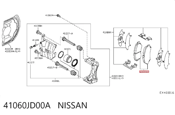 Передние тормозные колодки 41060JD00A Nissan/Infiniti