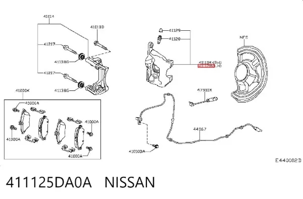 Суппорт тормозной передний левый 411125DA0A Nissan/Infiniti