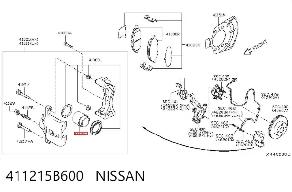 Поршень суппорта тормозного переднего 411215B600 Nissan/Infiniti