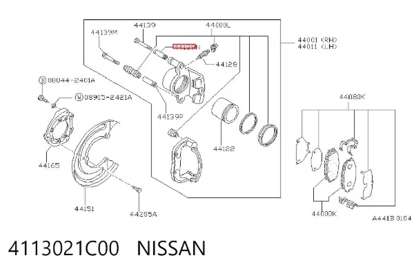 Направляющая суппорта заднего верхняя 4113021C00 Nissan/Infiniti