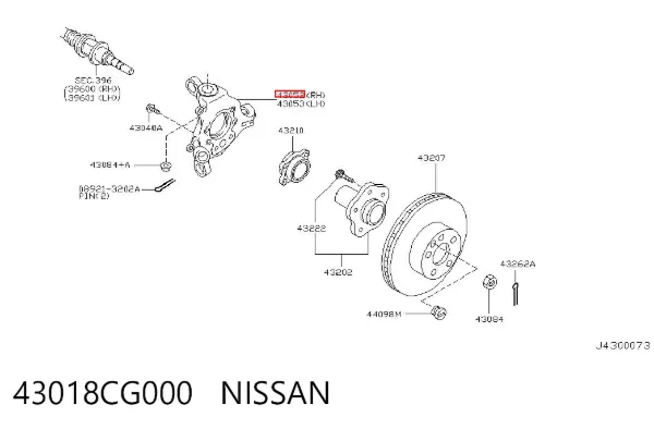 Цапфа задняя правая 43018CG000 Nissan/Infiniti