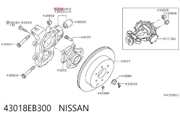 Цапфа задняя правая 43018EB300 Nissan/Infiniti
