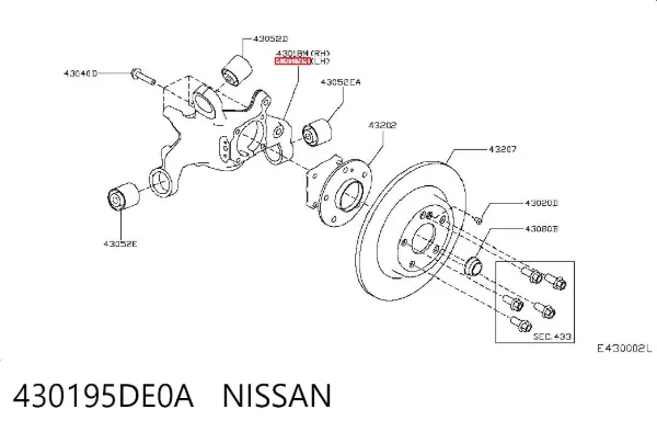 Цапфа задняя левая 430195DE0A Nissan/Infiniti