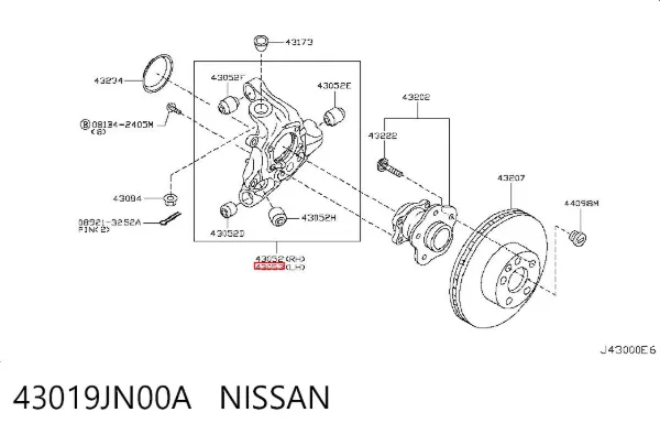 Цапфа задняя левая 43019JN00A Nissan/Infiniti