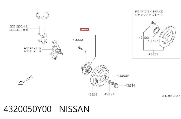 Задняя ступица 4320050Y00 Nissan/Infiniti