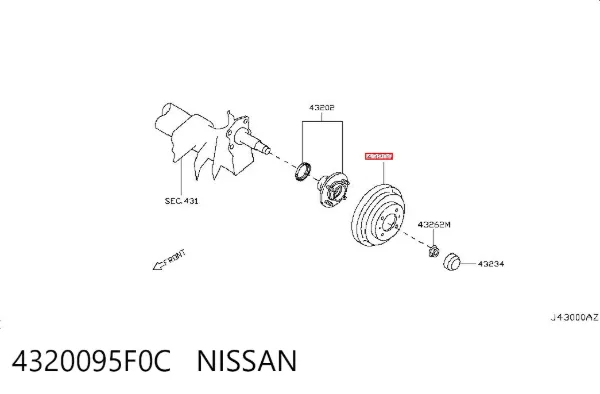 Тормозной барабан 4320095F0C Nissan/Infiniti