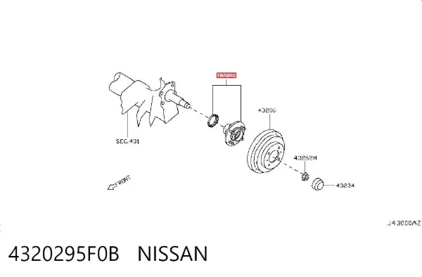 Задняя ступица 4320295F0B Nissan/Infiniti