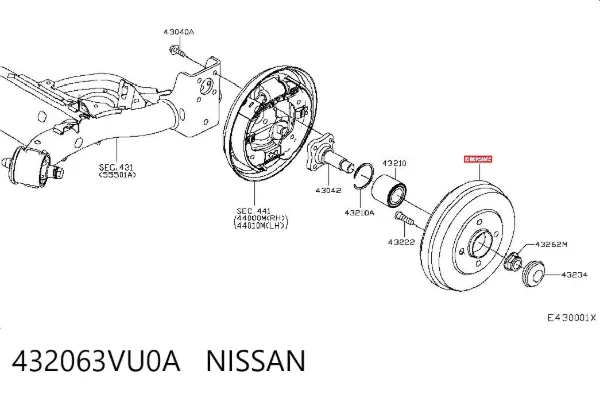 Тормозной барабан 432063VU0A Nissan/Infiniti