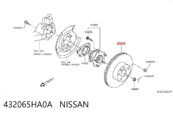Тормозные диски 432065HA0A Nissan/Infiniti