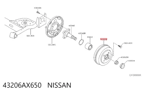 Тормозной барабан 43206AX650 Nissan/Infiniti