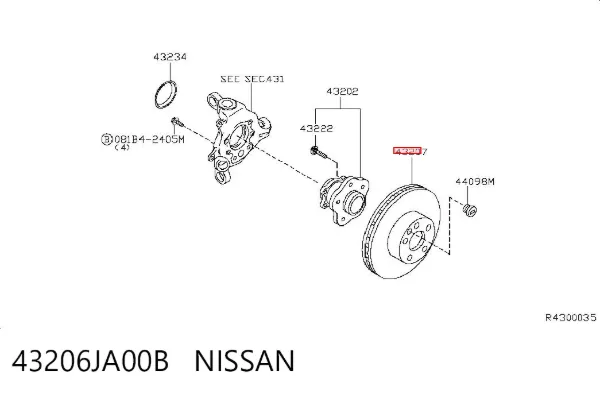 Тормозные диски 43206JA00B Nissan/Infiniti