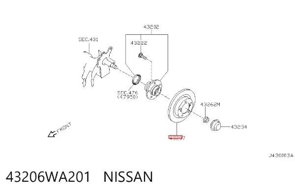 Тормозные диски 43206WA201 Nissan/Infiniti