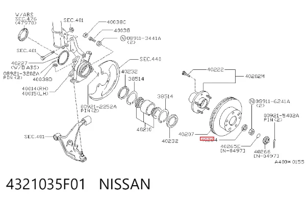 Подшипник задней ступицы 4321035F01 Nissan/Infiniti