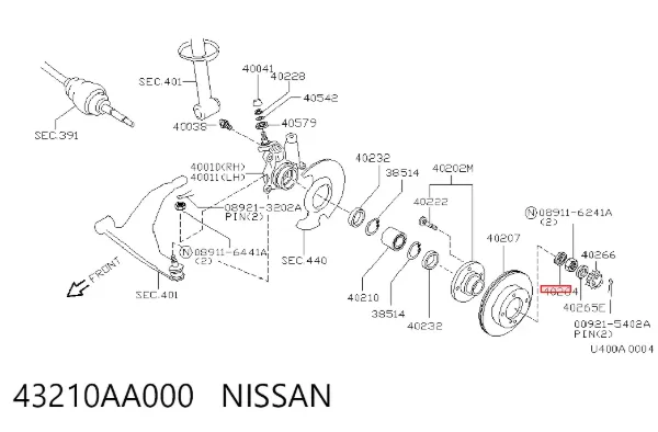 Подшипник задней ступицы 43210AA000 Nissan/Infiniti