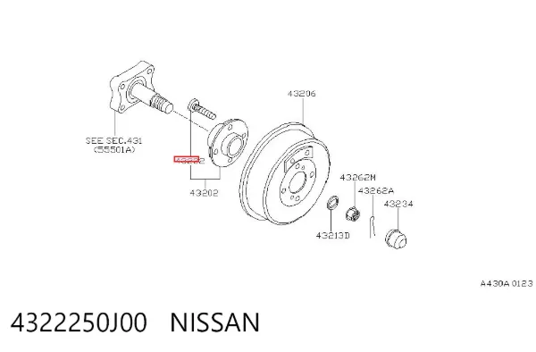 Шпилька колесная задняя 4322250J00 Nissan/Infiniti
