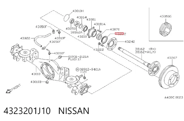 Сальник полуоси заднего моста внешний 4323201J10 Nissan/Infiniti