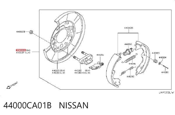 Диск опорный заднего тормозного барабана правый 44000CA01B Nissan/Infiniti