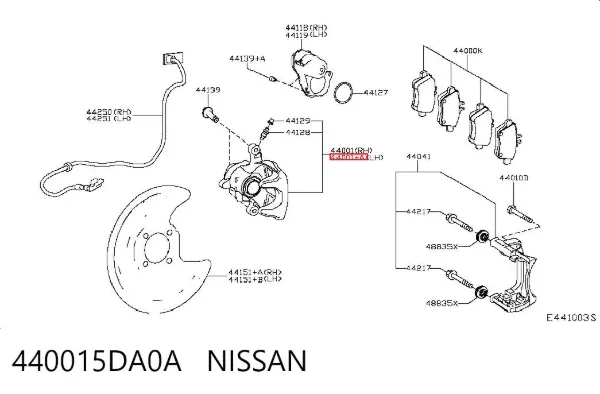 Суппорт задний левый 440015DA0A Nissan/Infiniti