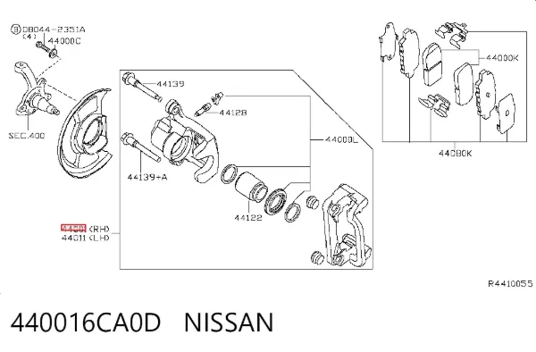 Ремкомплект суппорта 440016CA0D Nissan/Infiniti