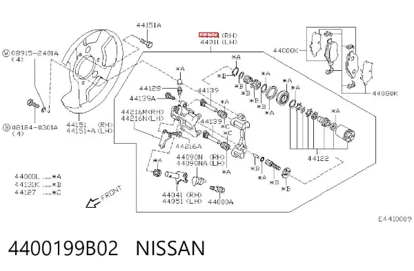 Суппорт задний левый 4400199B02 Nissan/Infiniti