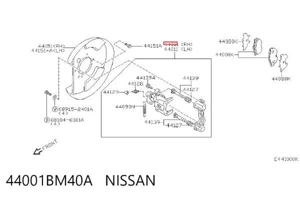 Суппорт задний правый 44001BM40A Nissan/Infiniti