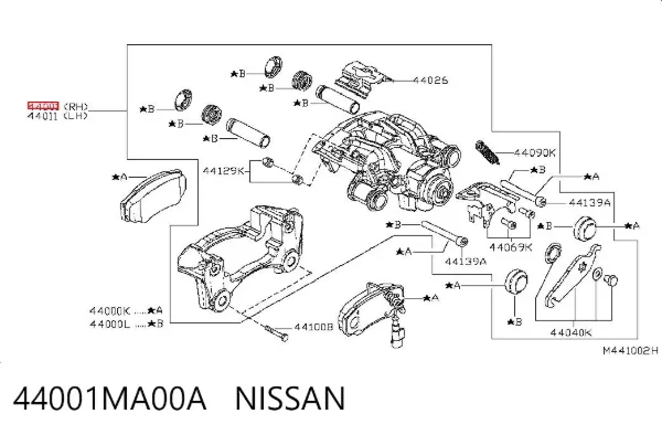 Суппорт задний правый 44001MA00A Nissan/Infiniti