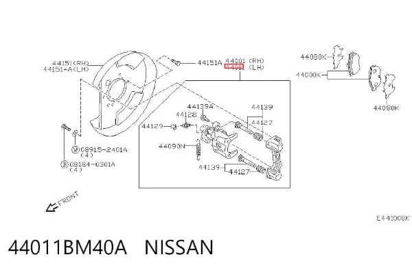 Суппорт задний левый 44011BM40A Nissan/Infiniti