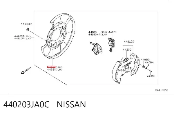 Диск опорный заднего тормозного барабана правый 440203JA0C Nissan/Infiniti