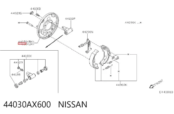 Диск опорный заднего тормозного барабана левый 44030AX600 Nissan/Infiniti