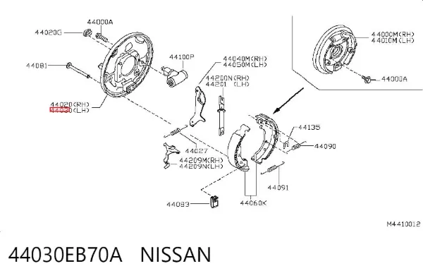 Диск опорный заднего тормозного барабана левый 44030EB70A Nissan/Infiniti