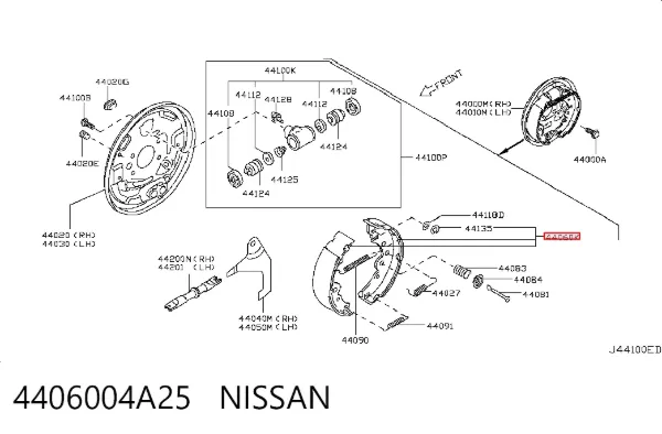 Задние барабанные колодки 4406004A25 Nissan/Infiniti