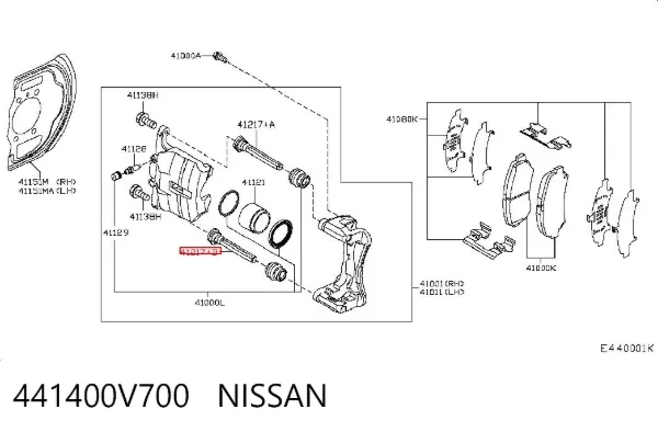 Направляющая суппорта переднего верхняя 441400V700 Nissan/Infiniti