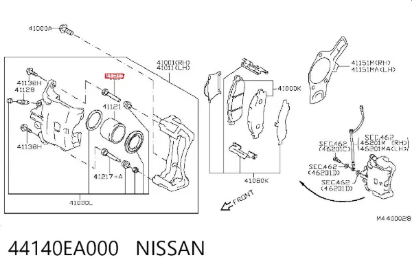Направляющая суппорта переднего 44140EA000 Nissan/Infiniti
