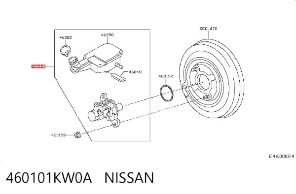 Главный тормозной цилиндр 460101KW0A Nissan/Infiniti