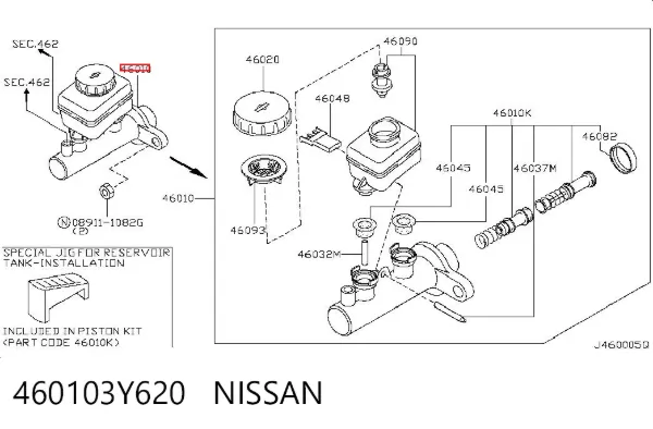 Главный тормозной цилиндр 460103Y620 Nissan/Infiniti