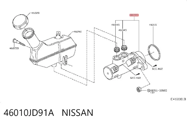 Главный тормозной цилиндр 46010JD91A Nissan/Infiniti