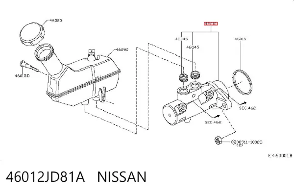 Главный тормозной цилиндр 46012JD81A Nissan/Infiniti
