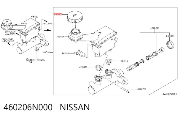 Крышка бачка главного тормозного цилиндра 460206N000 Nissan/Infiniti