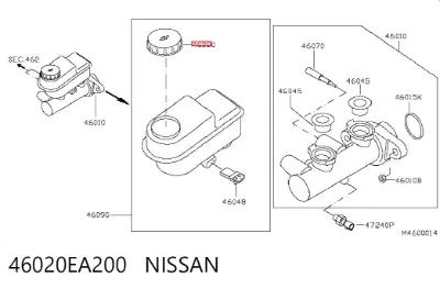 Крышка бачка главного тормозного цилиндра NISSAN 46020EA200