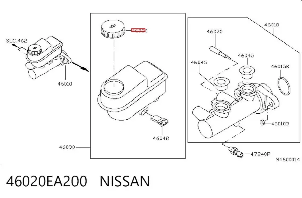 Крышка бачка главного тормозного цилиндра 46020EA200 Nissan/Infiniti