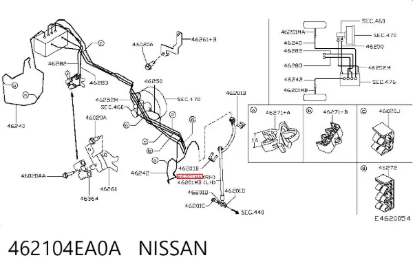Шланг тормозной передний правый 462104EA0A Nissan/Infiniti